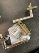 Emtek 5110STUUS15LH Stuttgart Left Handed Passage Door Lever Set with Square Rose from the Brass Modern Collection - Satin Nickel and Chrome