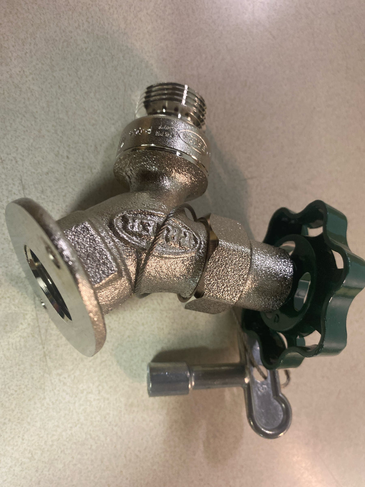 Prier C-355NP.75 3/4-Inch Anti-Siphon Angle Sill Faucet with Handle and Operating Key, Satin Nickel Plated
