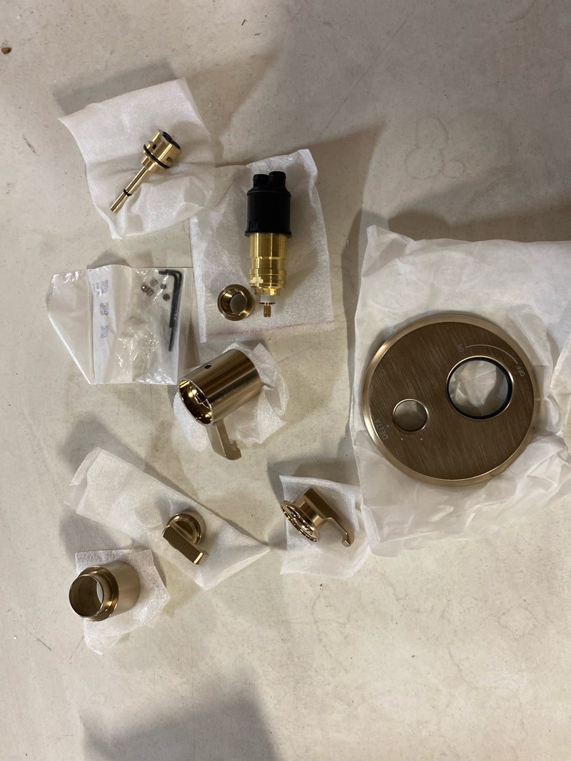 Delta T27T889-CZ-PR Tetra Gold 2-Handle Wall-Mount Valve Trim Kit 3-Setting Int Div in Lumicoat Champagne Bronze (Valve Not Included)