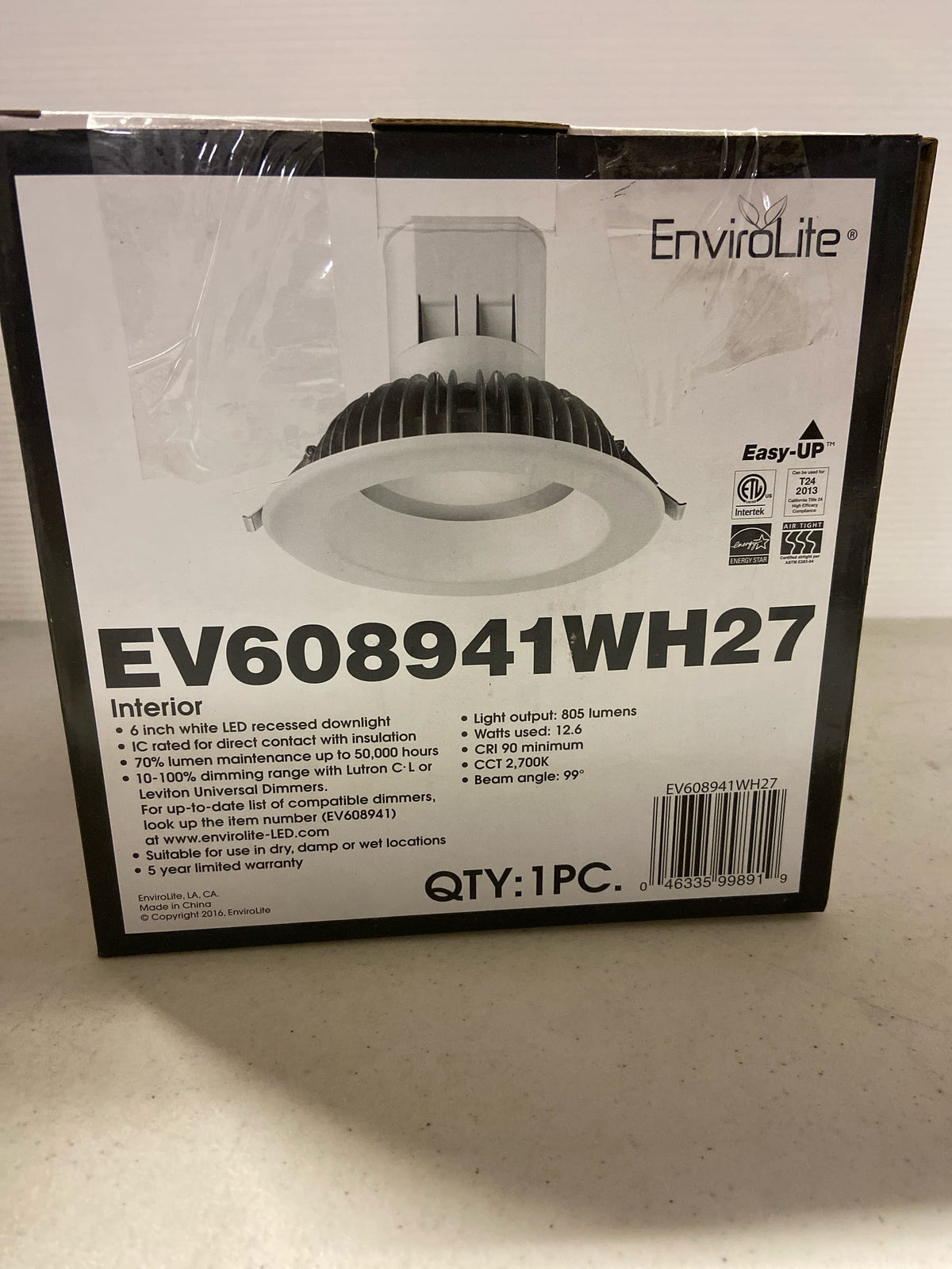 Designers Fountain EV608941WH27 Easy-Up LED Canless Recessed Fixture with 6" Baffle Trims - IC Rated and Airtight - White