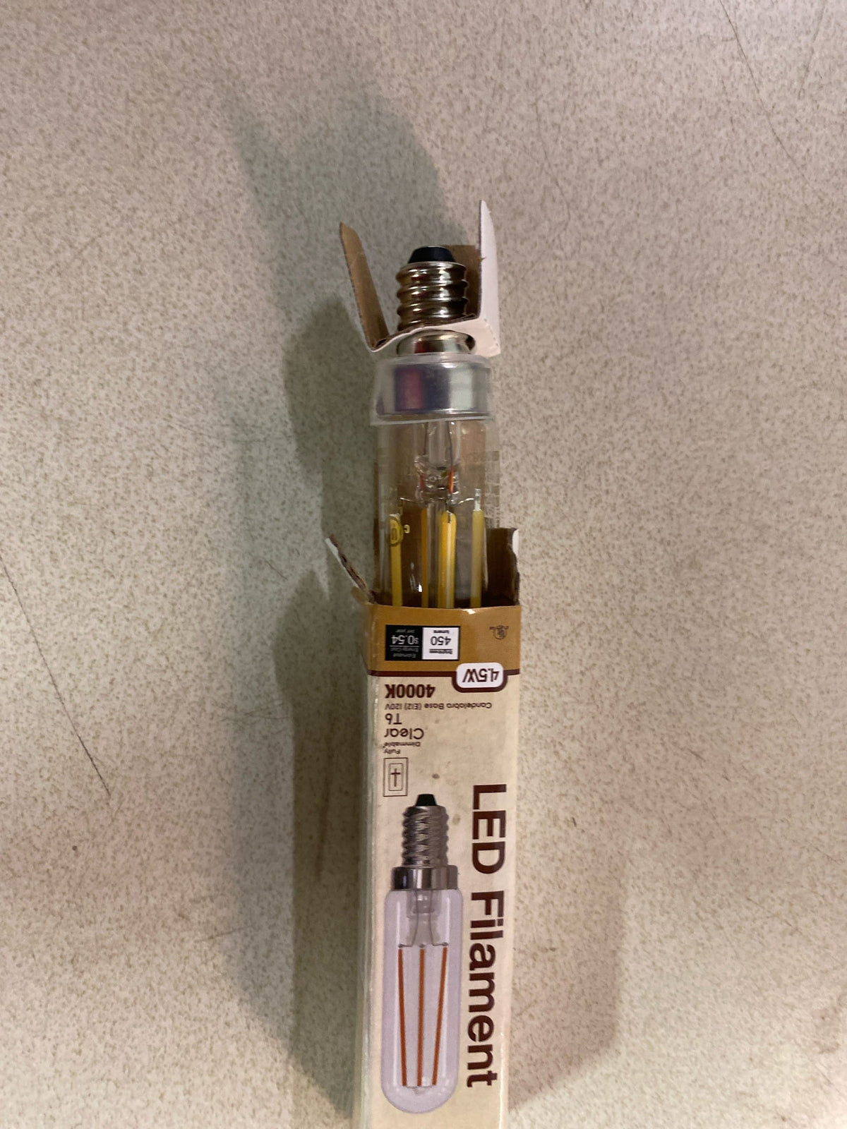 Bulbrite 776993 4.5 Watt Dimmable T6 Candelabra (E12) LED Bulb- 450 Lumens, 4000K, and 90CRI - Clear