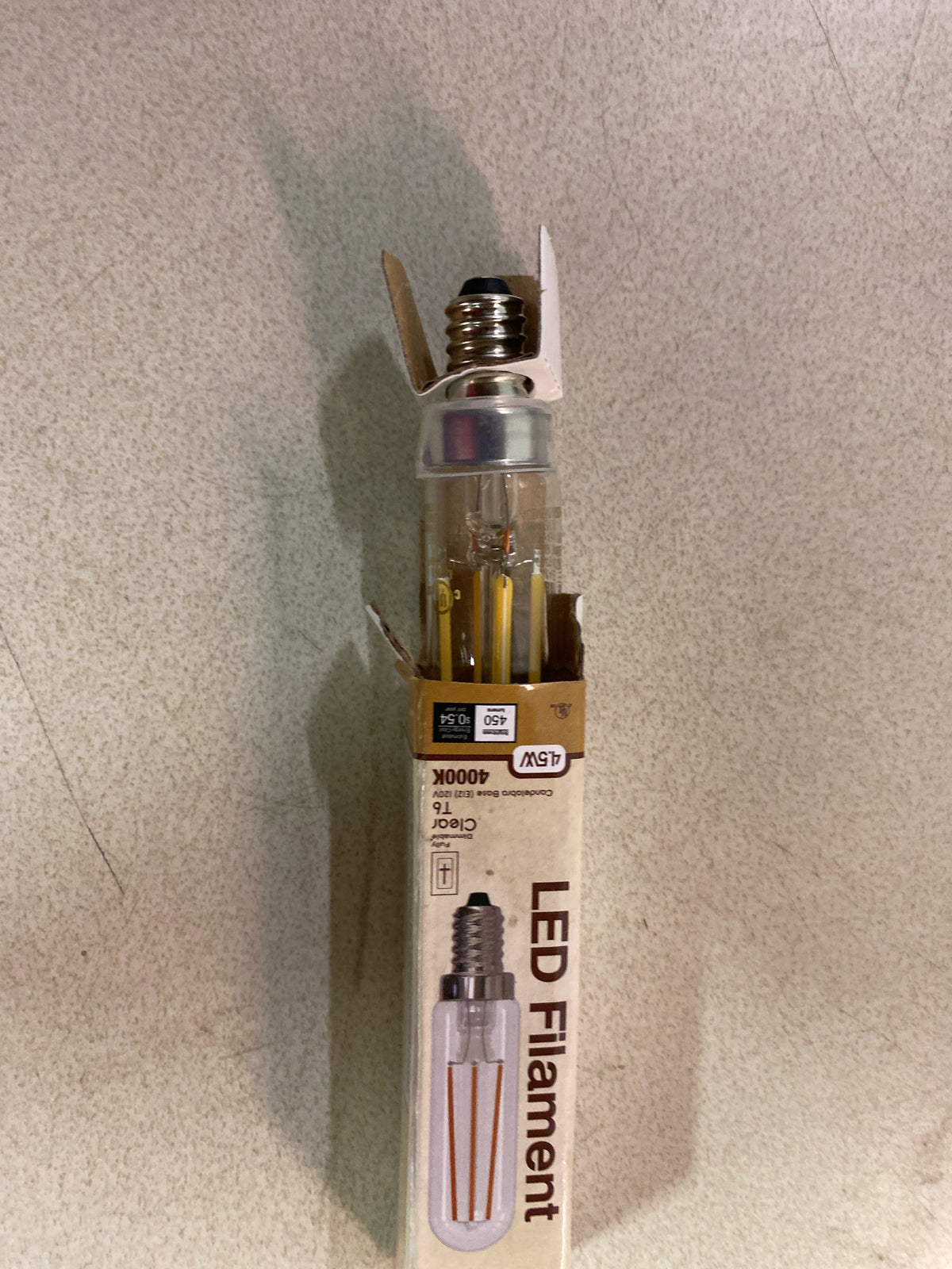 Bulbrite 776993 4.5 Watt Dimmable T6 Candelabra (E12) LED Bulb- 450 Lumens, 4000K, and 90CRI - Clear