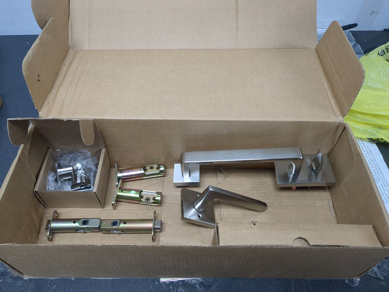 Emtek 4830US15 Baden Double Cylinder Keyed Entry Handleset - Satin Nickel