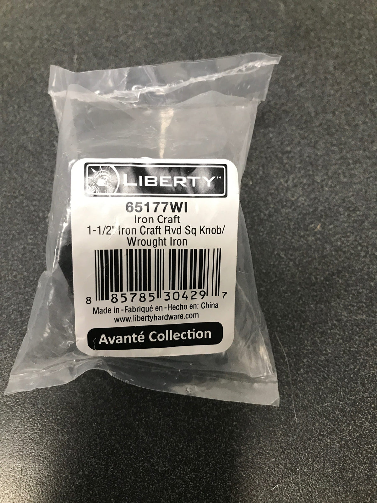 Liberty Hardware 65177WI Avante Iron Craft 1-1/2 Inch Square Cabinet Knob - Wrought Iron