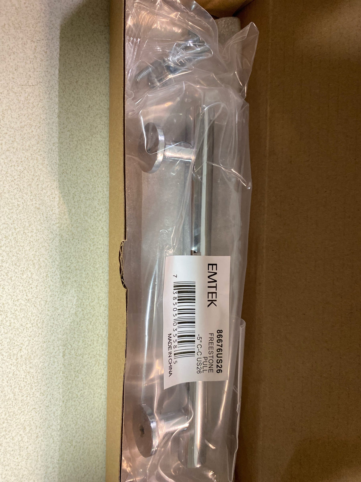 Emtek 86676US26 5 in. Center to Center Freestone Cabinet Pull, Bright Chrome