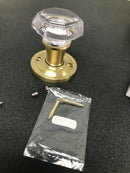 Baldwin HDCRYTRR044 Crystal Non-Turning One-Sided Dummy Door Knob with Round Rose - Lifetime Satin Brass