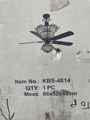 Magic Home Tiffany Crystal 52 in. Indoor Bronze Remote Controll Ceiling Fan with Light Kit-KBS-4814