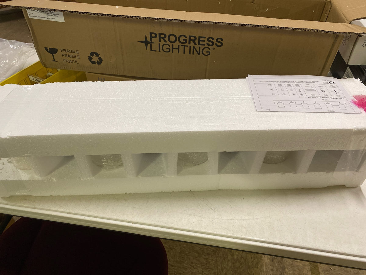 Progress Lighting Merry Collection Four-Light Polished Chrome and Etched Glass Transitional Style Bath Vanity Wall Light (P300330-015)