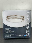 Hampton bay HB1023C-35 Flaxmere 12 in. Brushed Nickel Dimmable Integrated LED Flush Mount Ceiling Light with Frosted White Glass Shade