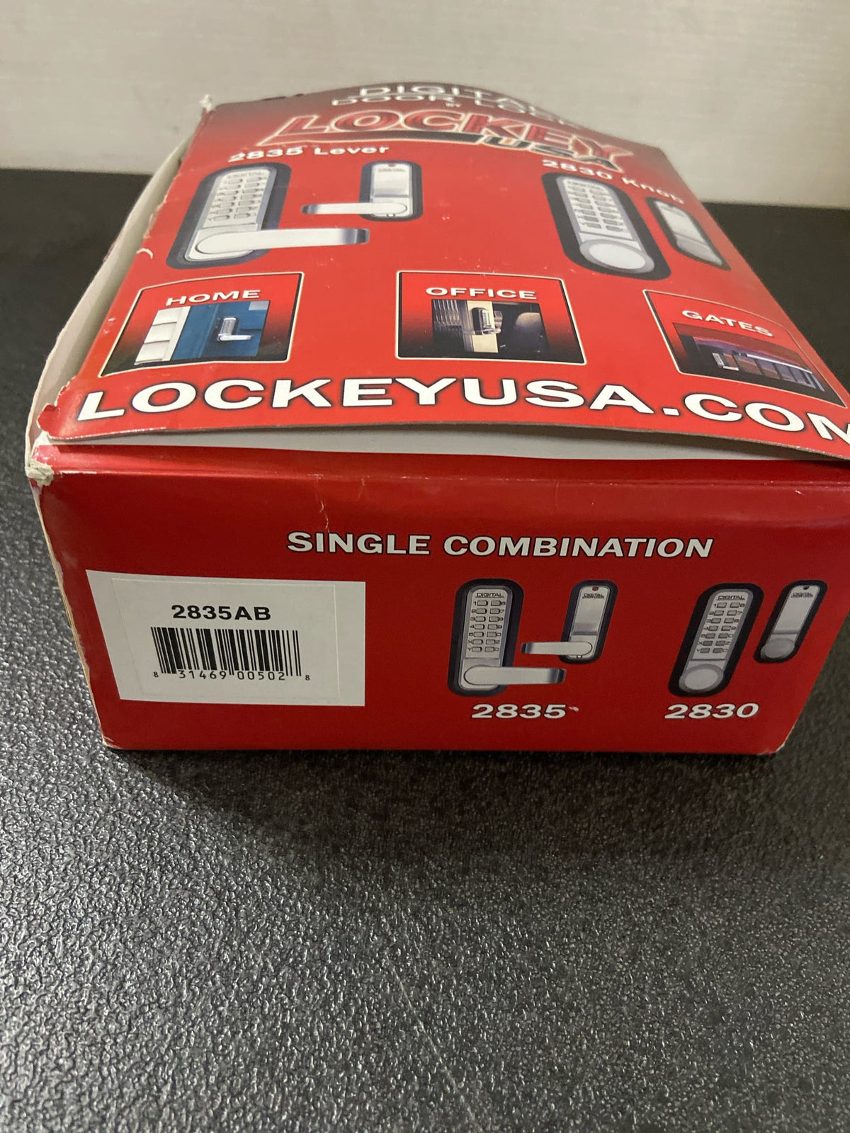 Lockey 2835AB 2000 Series Keyless Entry Single Combination Mechanical Lever Set with Optional Passage Function - Antique Brass