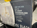 Hampton bay 1051HBVBDI Nelwyn 25 in. 4-Light Vintage Brass Chandelier with Clear Glass Globe Shades