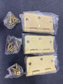 Miseno MDH3513CB 3-1/2 x 3-1/2 Plain Bearing 1/4" Radius Corner Door Hinge - Pack of 3 - Champagne Brass