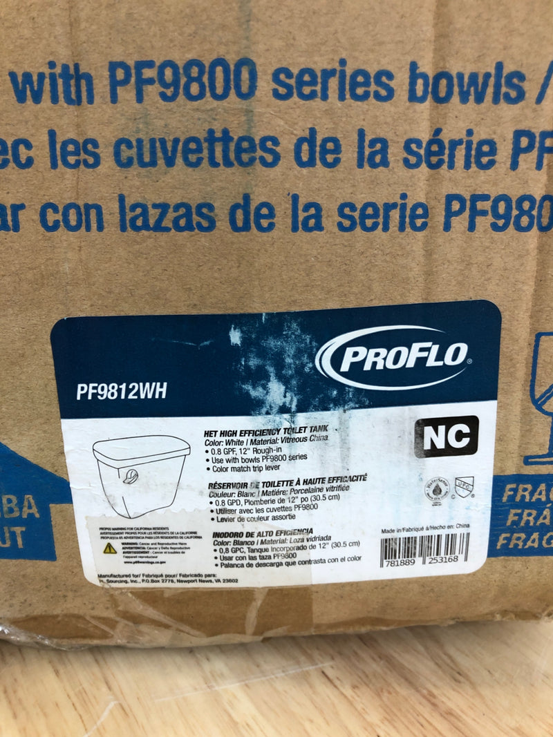 PROFLO PF9812WH Greenlee Toilet Tank Only - Less Seat - White