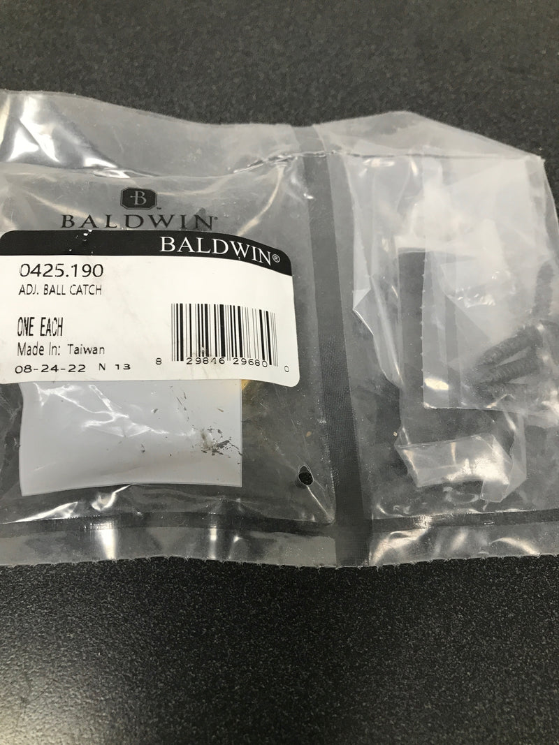 Baldwin 0425190 Solid Brass Adjustable Ball Catch with 1 Inch x 2-1/8 Inch Strike - Satin Black