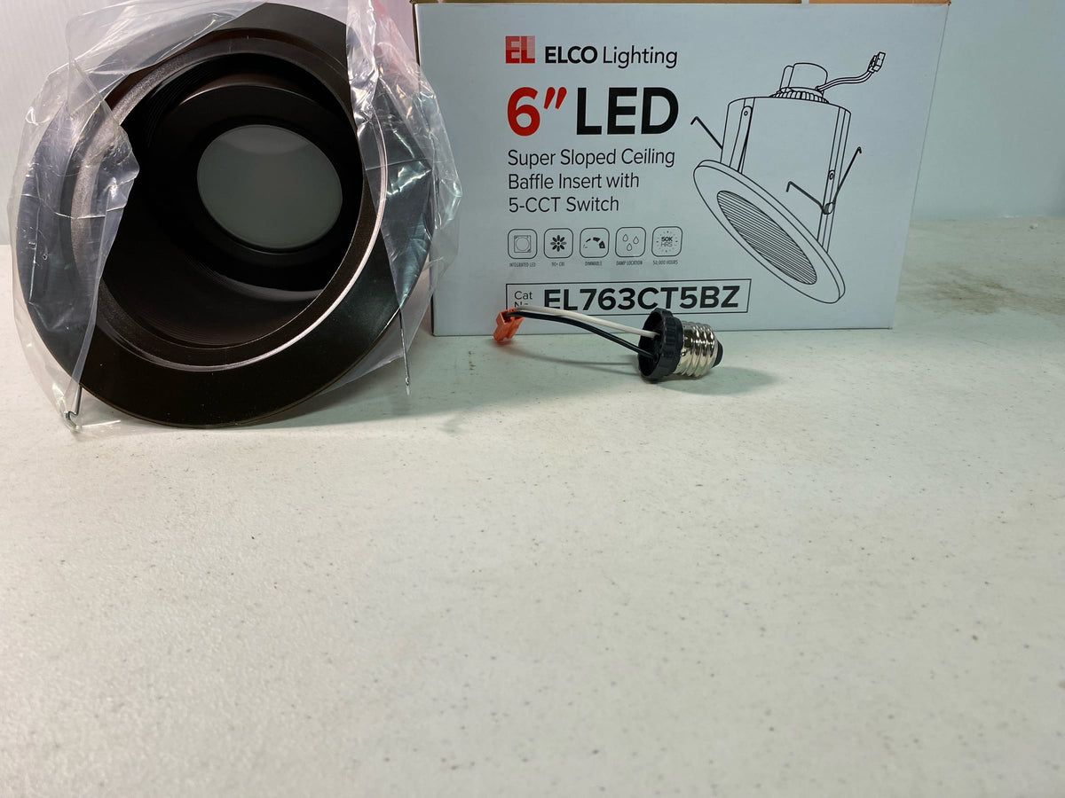 Elco EL763CT5BZ The Slant System 6" Integrated LED Baffle Recessed Trim - 1050 Lumens 5000 Kelvin - Bronze