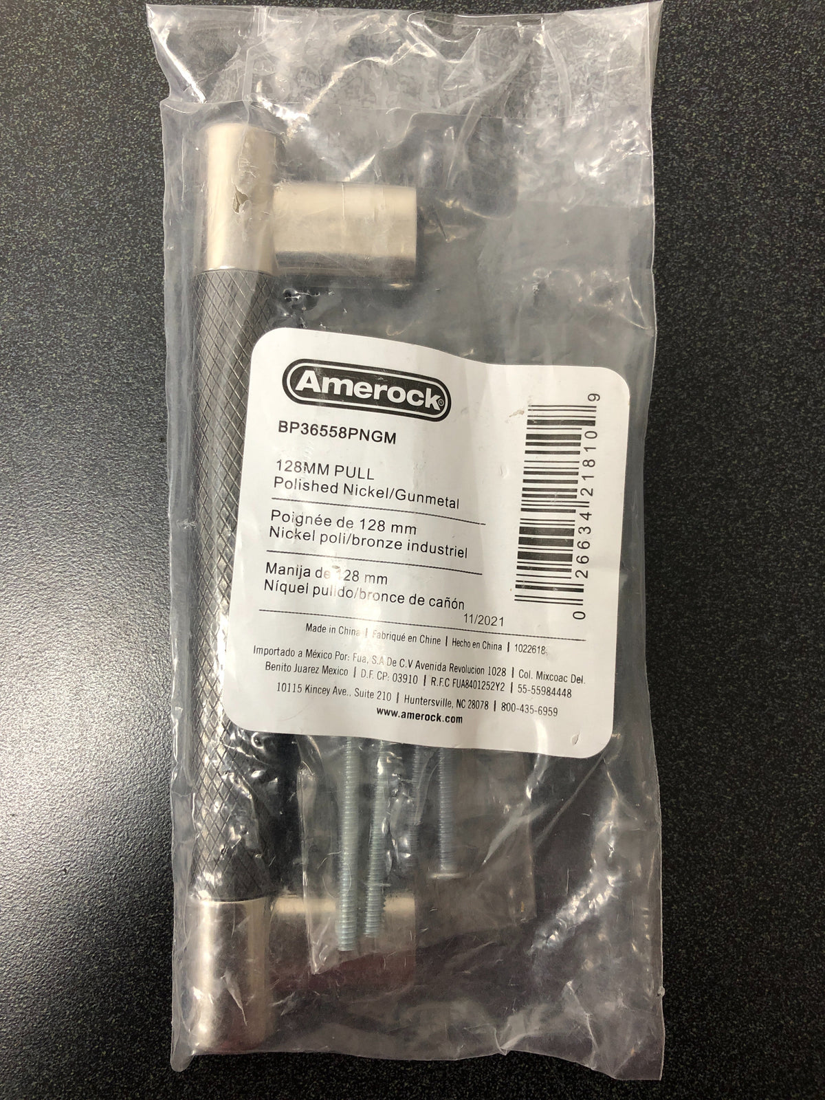 Amerock BP36558PNGM Bronx 5-1/16 Inch Center to Center Bar Cabinet Pull - Polished Nickel / Gunmetal