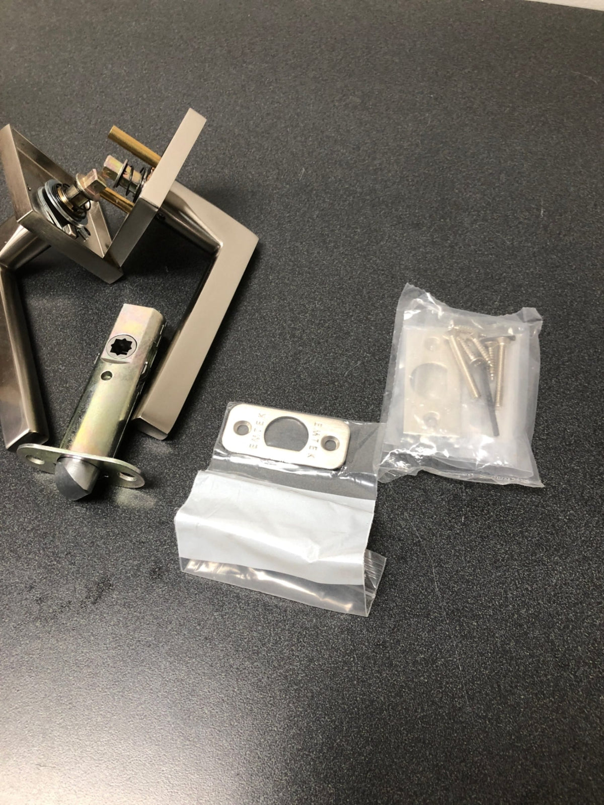 Emtek 5210HLOUS15LH Helios Left Handed Privacy Door Lever Set with Square Rose - Satin Nickel