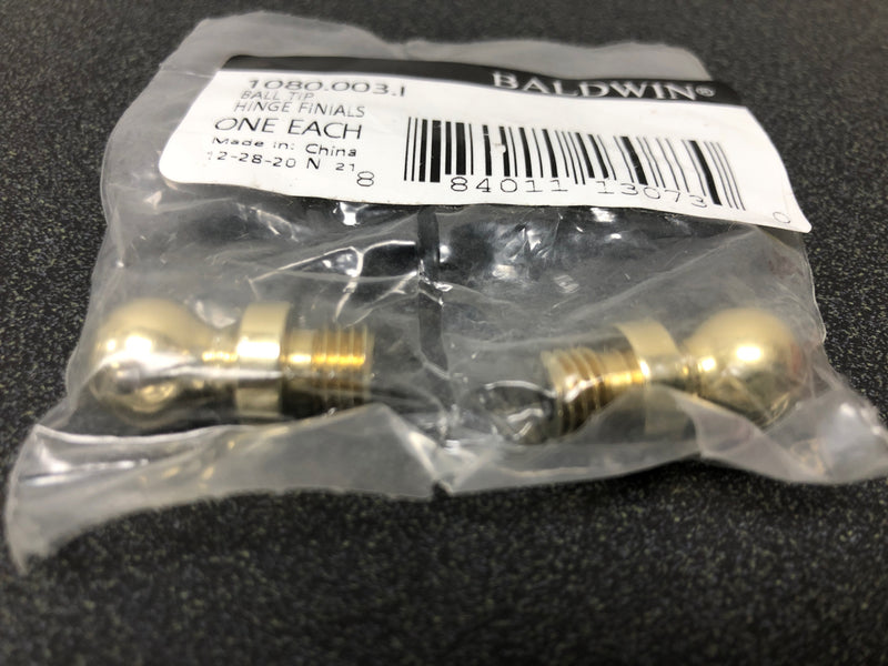 Baldwin Solid Brass Ball Tip Finial for Radius Corner Hinges (Quantity 2)