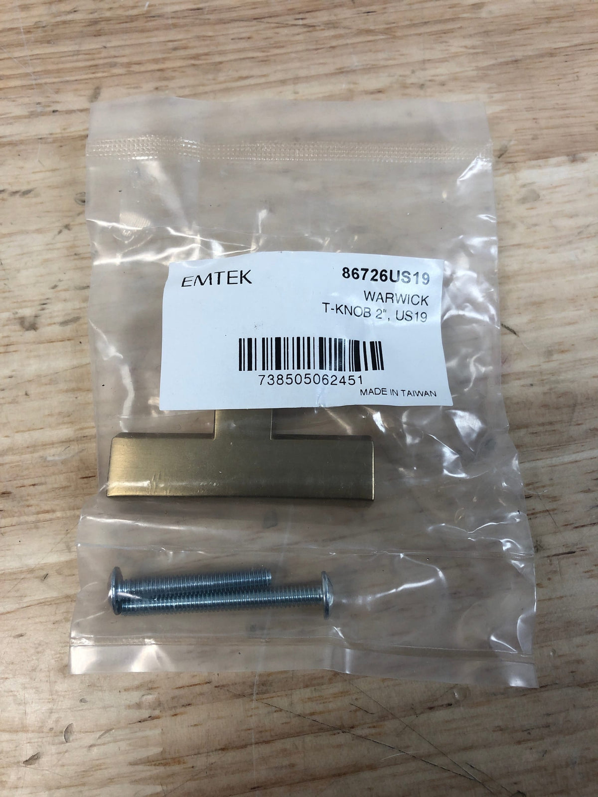 Emtek 86726US19 2 in. Warwick Cabinet T-Knob