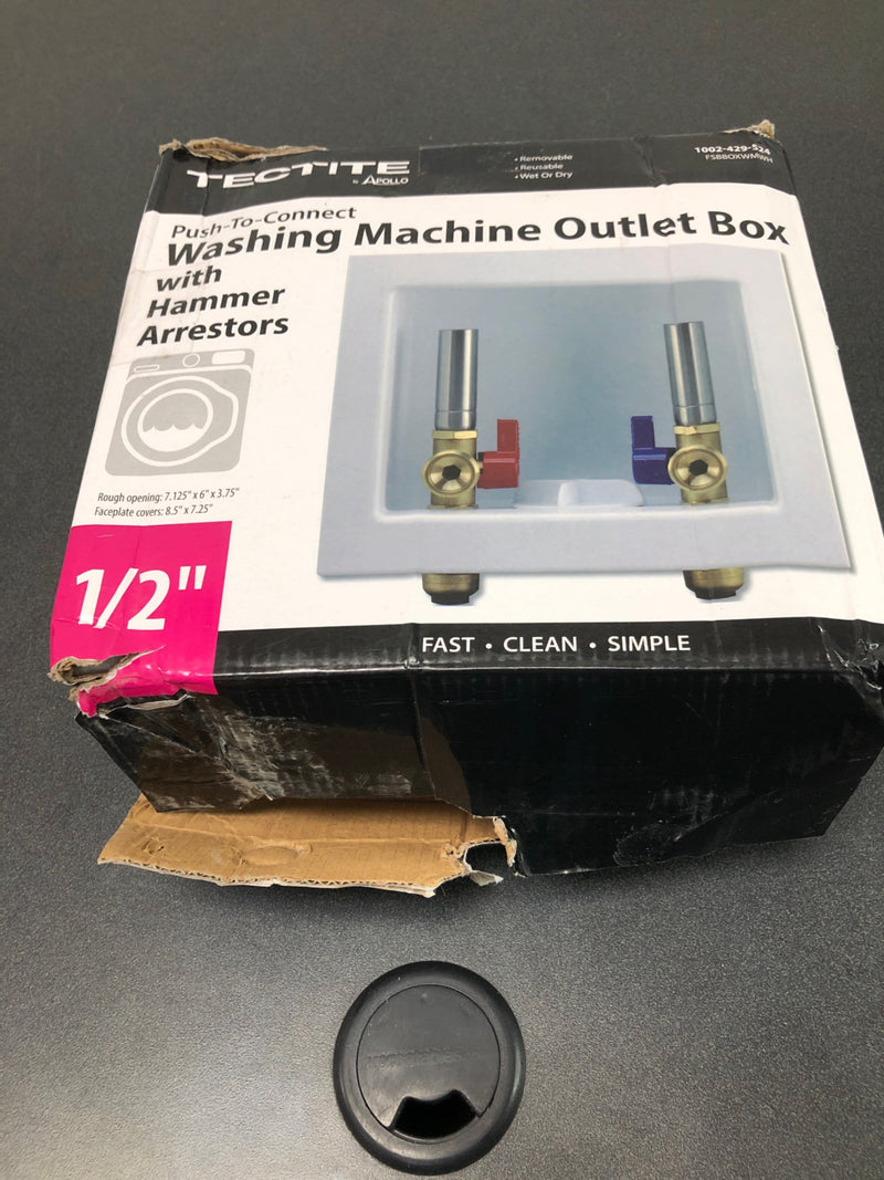 Tectite FSBBOXWMWH 1/2 in. Brass Push-to-Connect x 3/4 in. Male Hose Thread Washing Machine Outlet Box with Water Hammer Arrestors