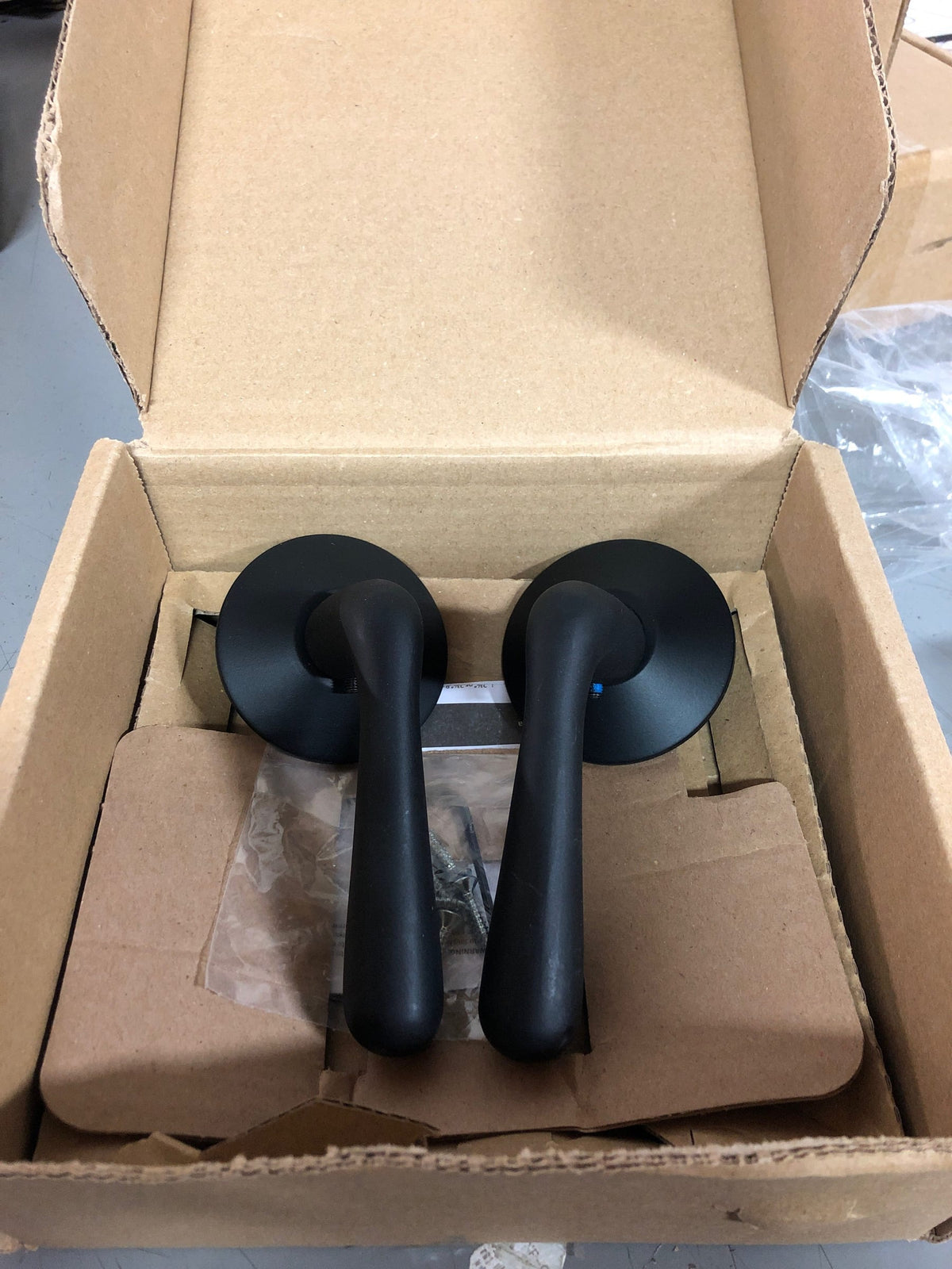 Emtek Privacy Lever Set with Modern Rosette and Basel Levers flat black