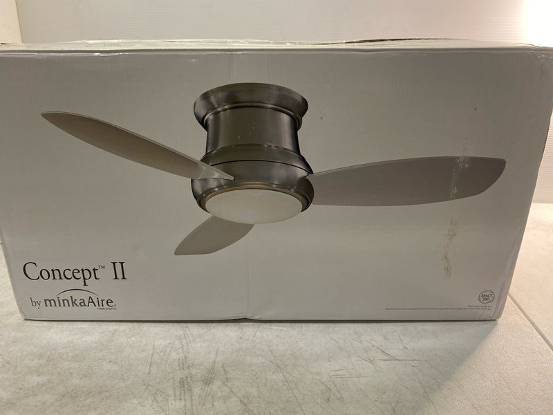 MinkaAire F518L-BN Concept II 44" 3 Blade Indoor LED Flush Mount Ceiling Fan with Remote Included - Brushed Nickel