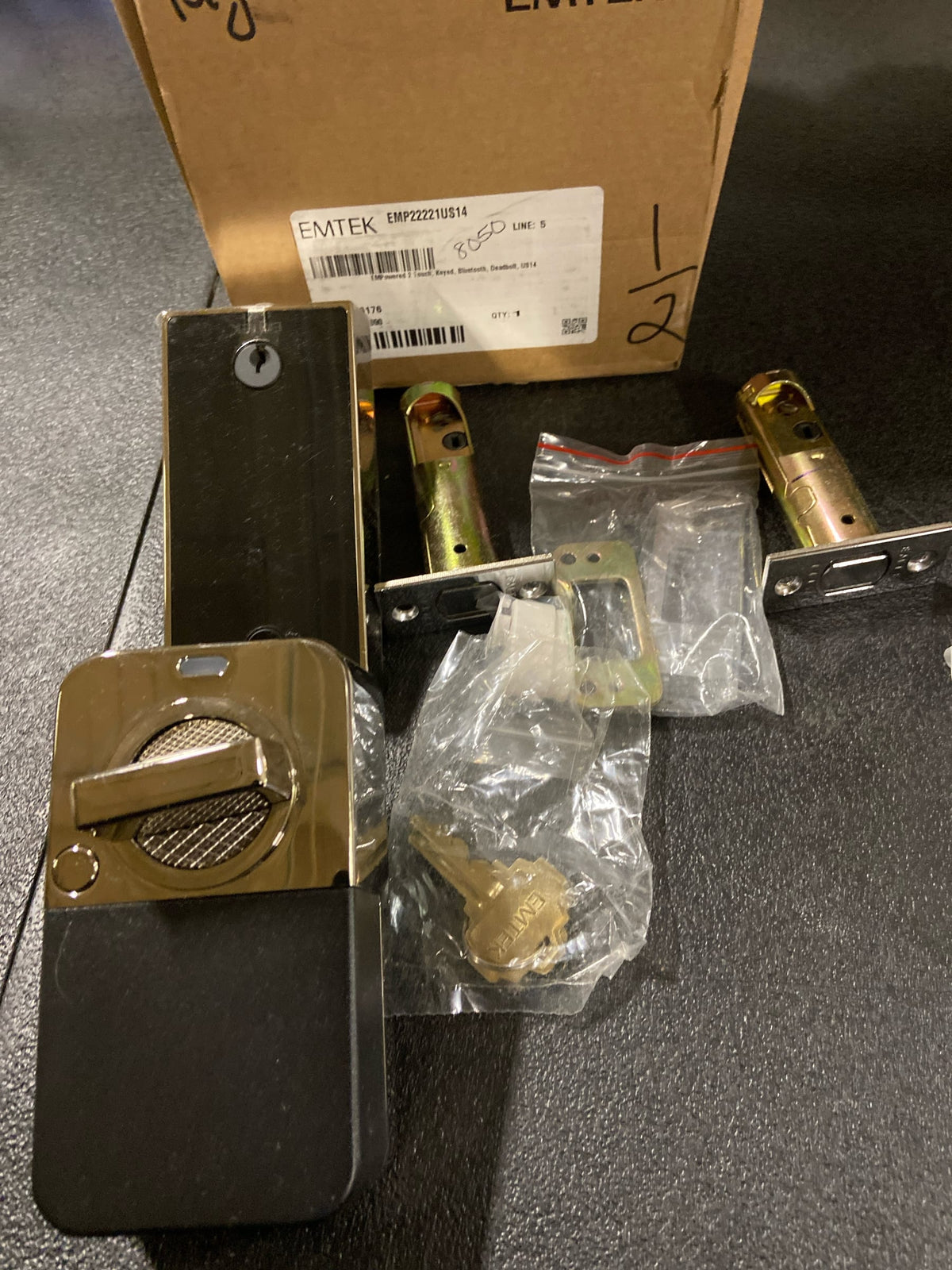 Emtek EMP22221US14 Empowered 2 Electronic Touchscreen/Fingerprint Single Cylinder Keyless Entry Deadbolt with Bluetooth - Polished Nickel