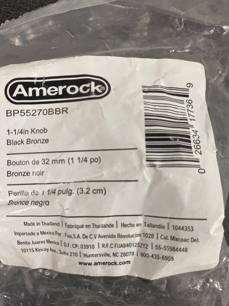 Amerock BP55270BBR Blackrock 1-5/16 in (33 mm) Diameter Black Bronze Round Cabinet Knob