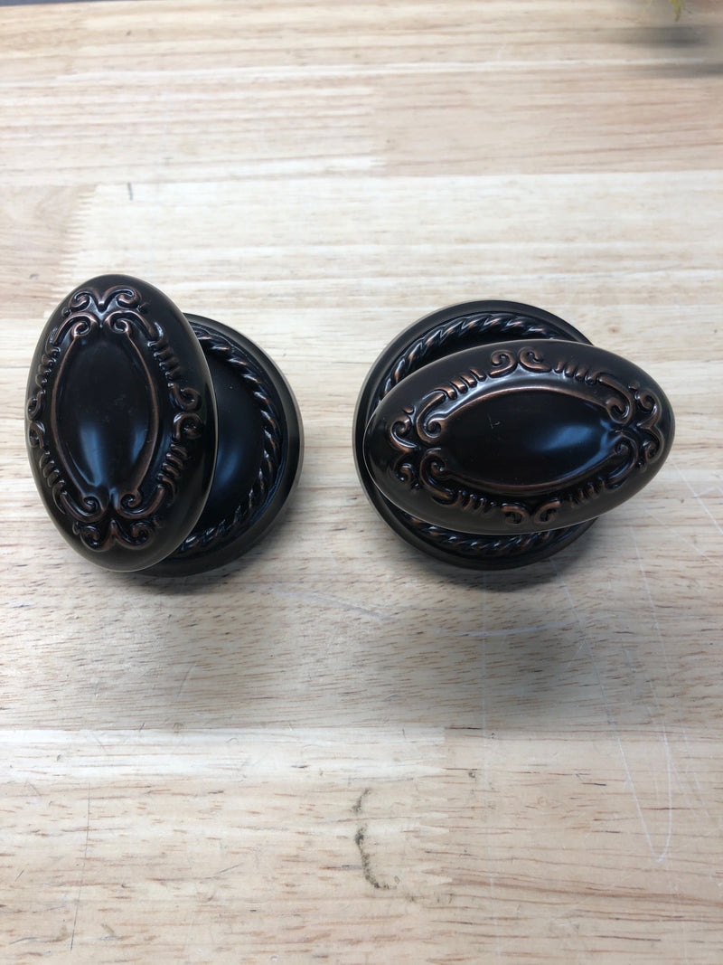 Emtek 820VUS10B Victoria Egg Designer Brass Privacy Knobset - Oil Rubbed Bronze