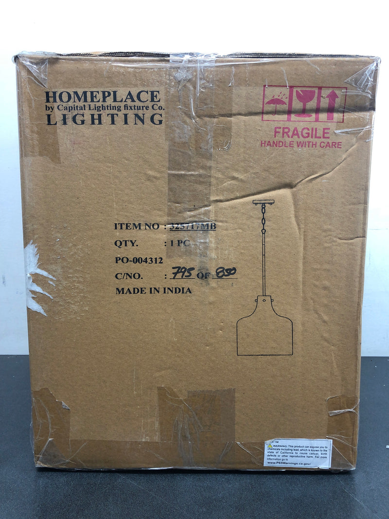Capital Lighting 325717MB Single Light 15" Tall Pendant with Clear Water Glass Shade - Matte Black