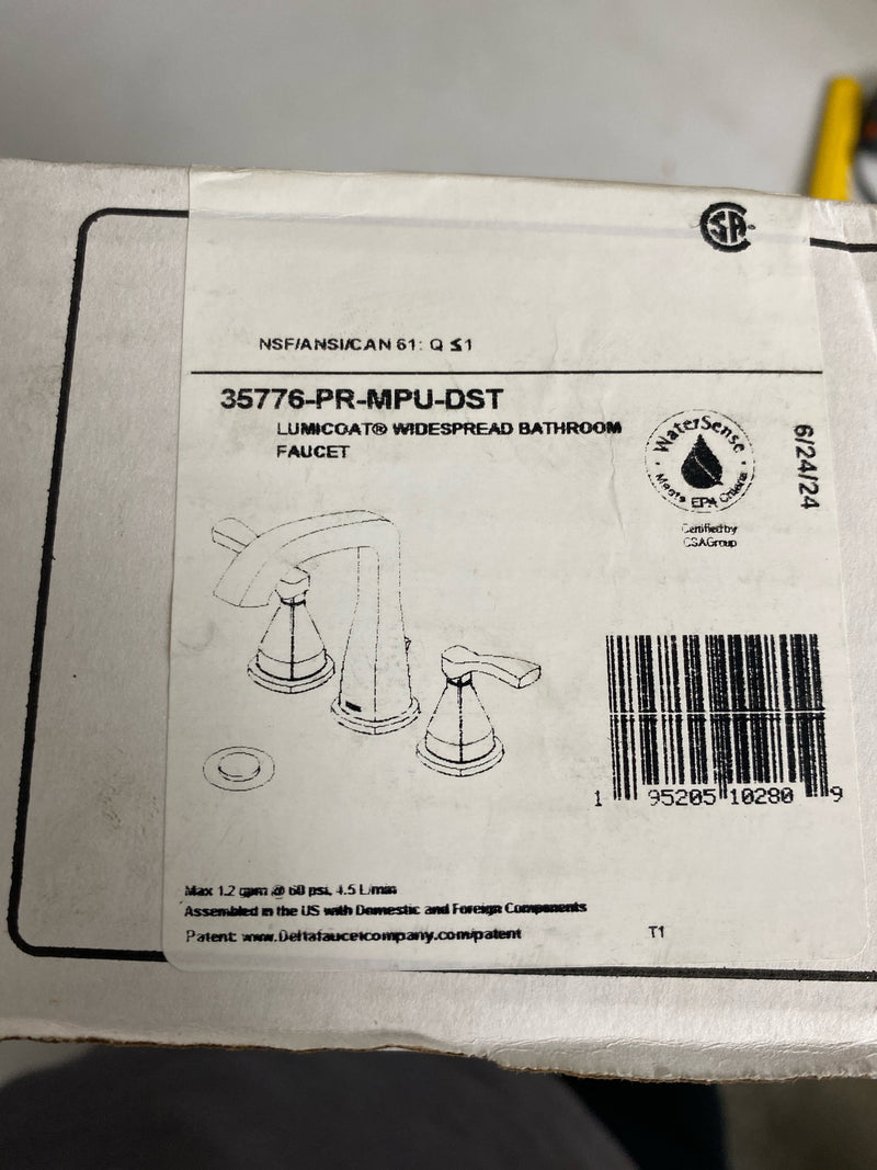 Delta 35776-PR-MPU-DST Stryke 1.2 GPM Widespread Bathroom Faucet with Lever Handles and Pop-Up Drain Assembly - Lumicoat Chrome