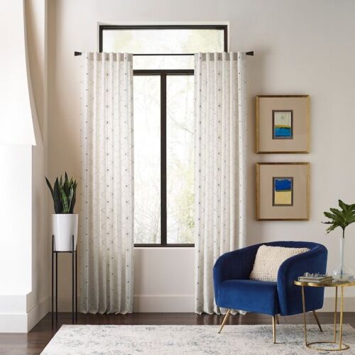 Origin 21 84-in Navy Light Filtering Back Tab Single Curtain Panel