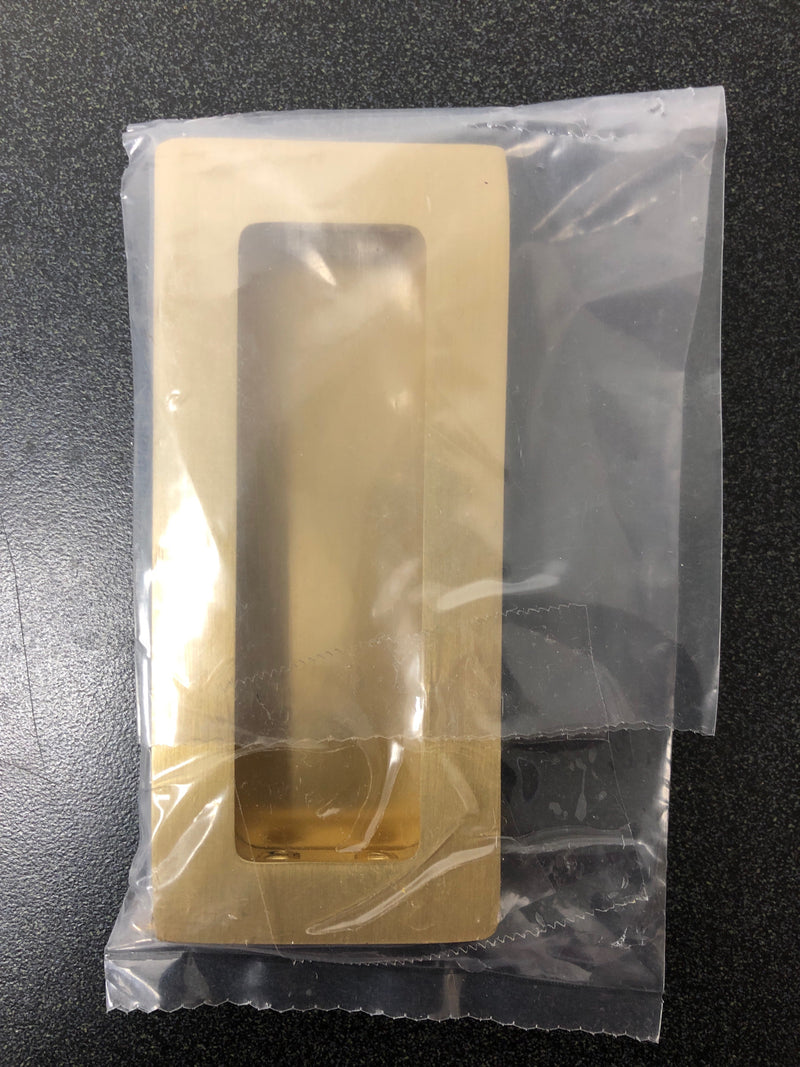 Emtek 220304US4 Modern Rectangular 4 Inch Tall Rectangular Flush Door Pull - Satin Brass