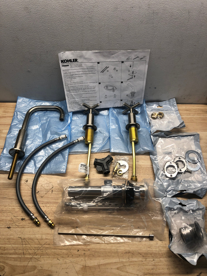 Kohler K-14406-3-BN Purist 1.2 GPM Widespread Bathroom Faucet with Pop-Up Drain Assembly - Brushed Nickel