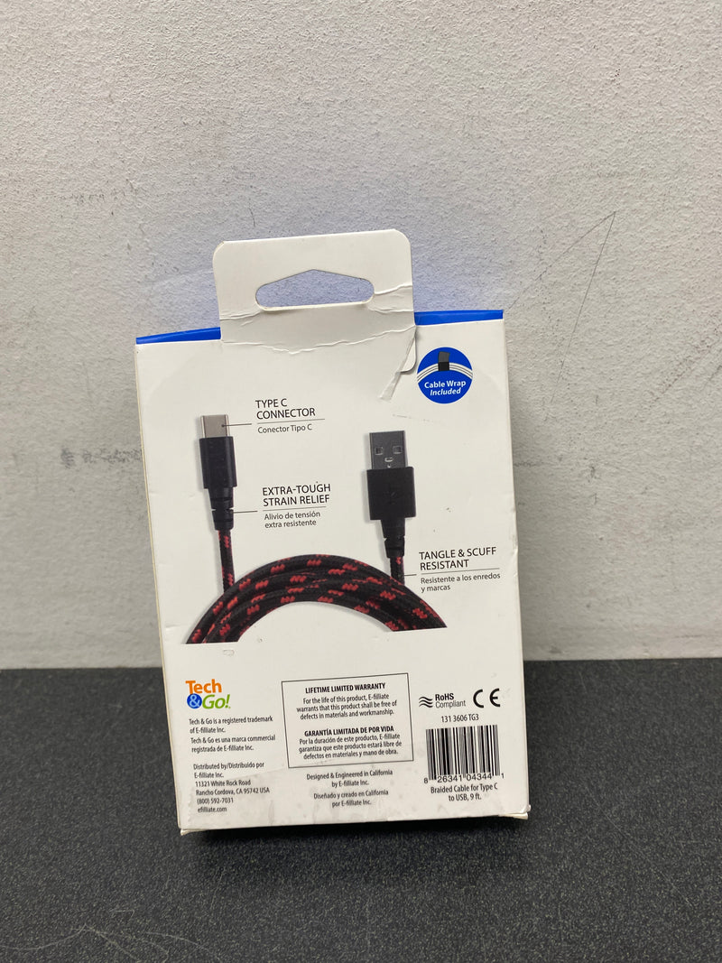 Tech and go 131 3606 TG3 9 ft. Braided Cable for USB to USB-C