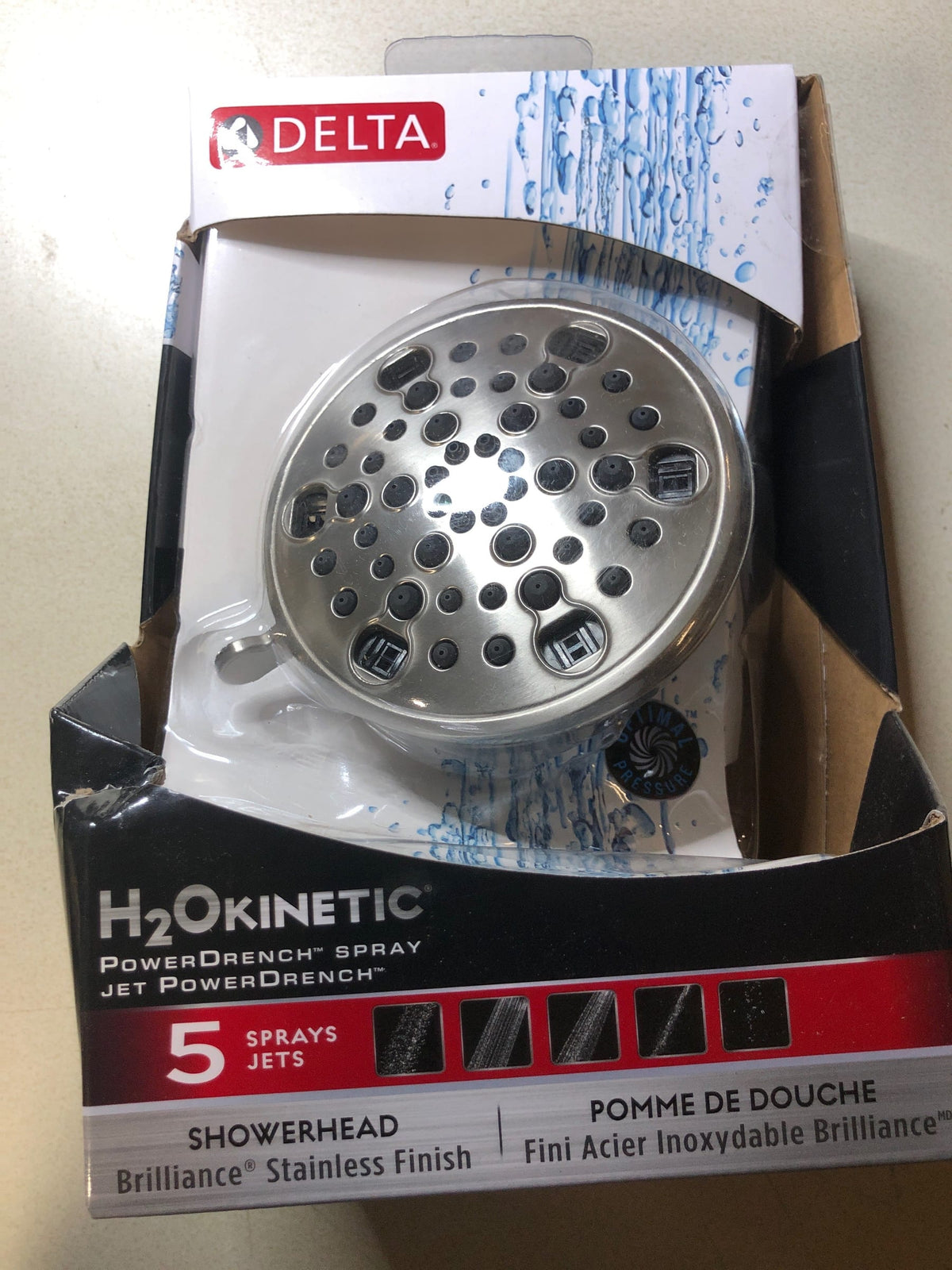 Delta 52638-SS18-PK Universal Showering 1.75 GPM Multi Function Shower Head with H2Okinetic Technology - Brilliance Stainless