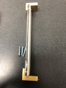 Sietto P-1201-8-SB Affinity 8 Inch Center to Center Handle Cabinet Pull with White Glass - Satin Brass