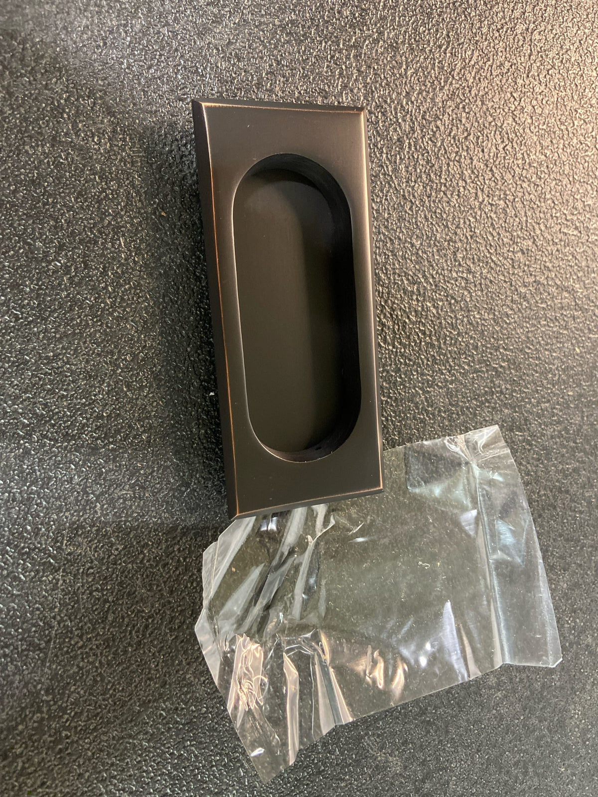 Emtek 2201US10B 4 Inch High Solid Brass Rectangular Flush Pull for Sliding Doors - Oil Rubbed Bronze