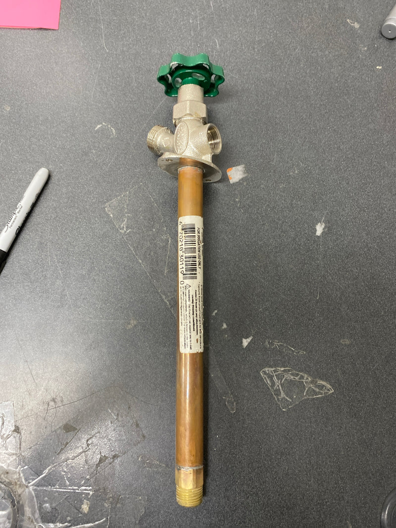 Prier Products C-144D10 1/2" MPT x 1/2 Sweat Handle-Operated Freezeless Residential Wall Hydrant with 10" Insertion - Satin Nickel