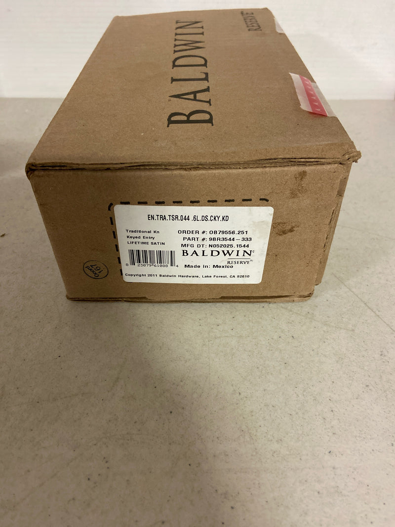 Baldwin ENTRATSR044 Traditional Single Cylinder Keyed Entry Door Knob with Square Rose - Satin Brass