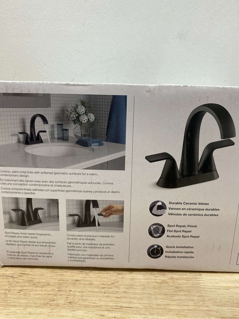 Kohler K-R30578-4D-BL Cursiva 4 in. Centerset Double Handle Bathroom Faucet in Matte Black