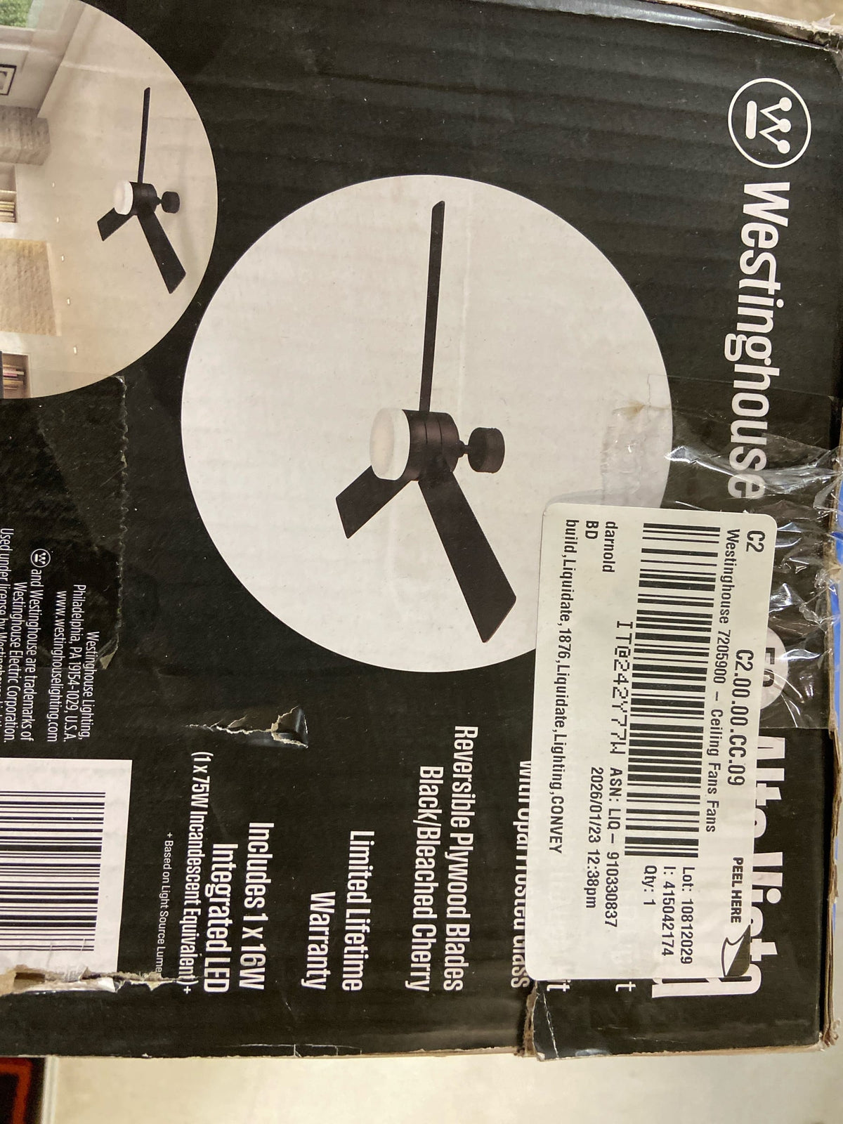 Westinghouse 7205900 Alta Vista, Modern LED Ceiling Fan with Light and Remote Control, 52 Inch, Matte Black Finish, Opal Frosted Glass