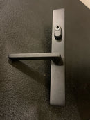 Emtek 12A1US19LH Helios Lever (HLO) Brass Modern Door Configuration 2 Keyed Entry Multi Point Narrow Trim Lever Set with American Cylinder Above Handle - Flat Black