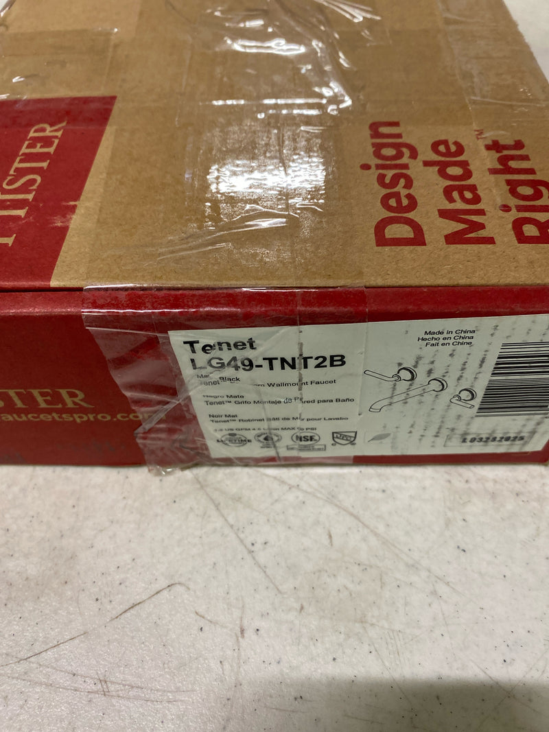 Price Pfister Pref, LG49-TNT2B, Tenet 1.2 GPM Wall Mounted Widespread Bathroom Faucet, Matte Black