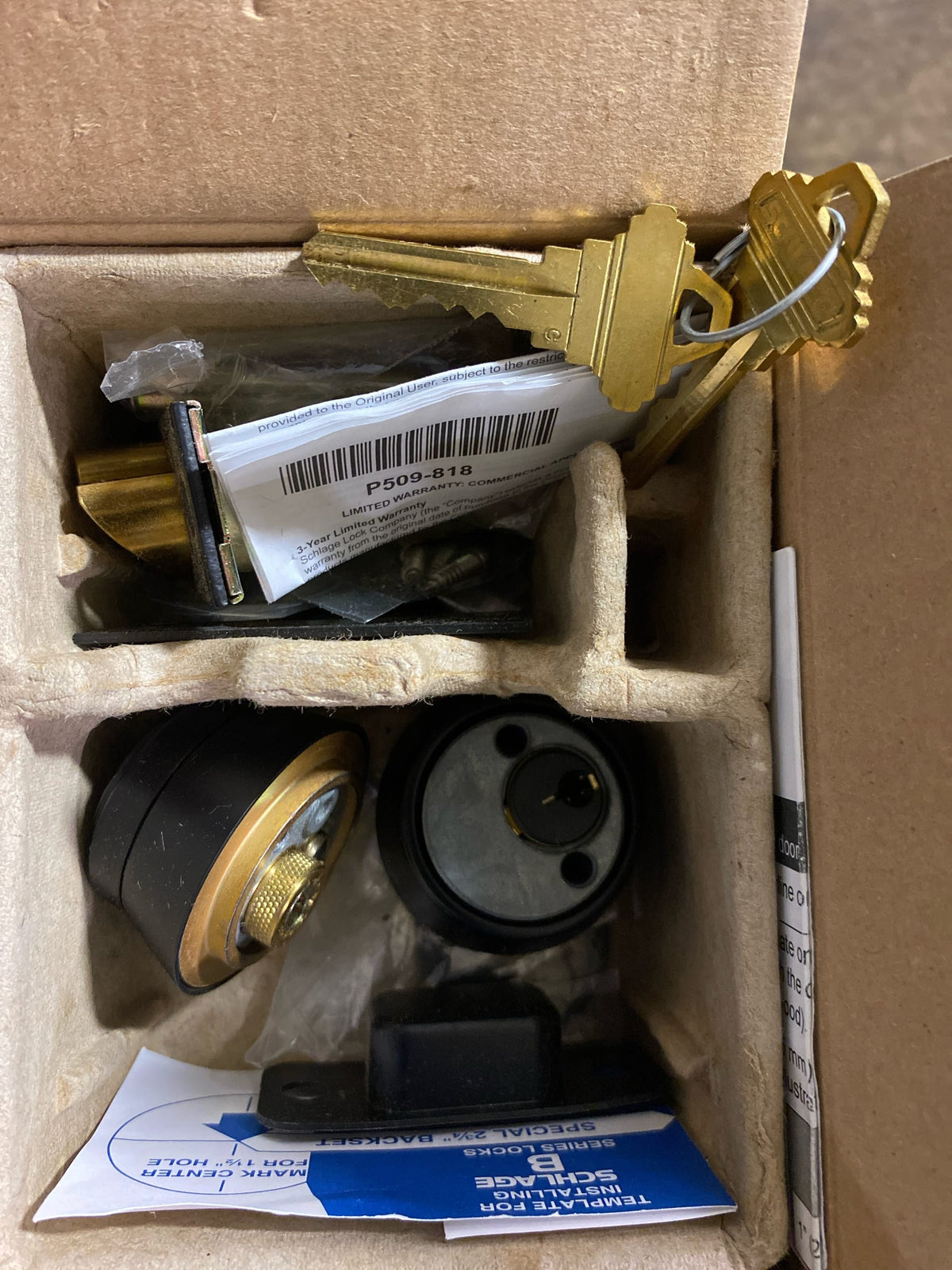 Schlage Commercial B252P622 Double Cylinder 6 Pin Deadlatch Deadbolt C Keyway with 12103 Latch 10001 Strike Matte Black Finish