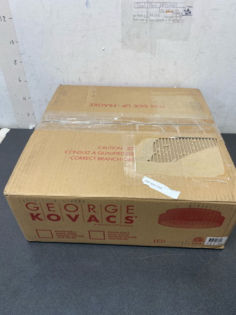 Kovacs P5550-66A-L Conc 13" Wide LED Flush Mount Drum Ceiling Fixture - Coal
