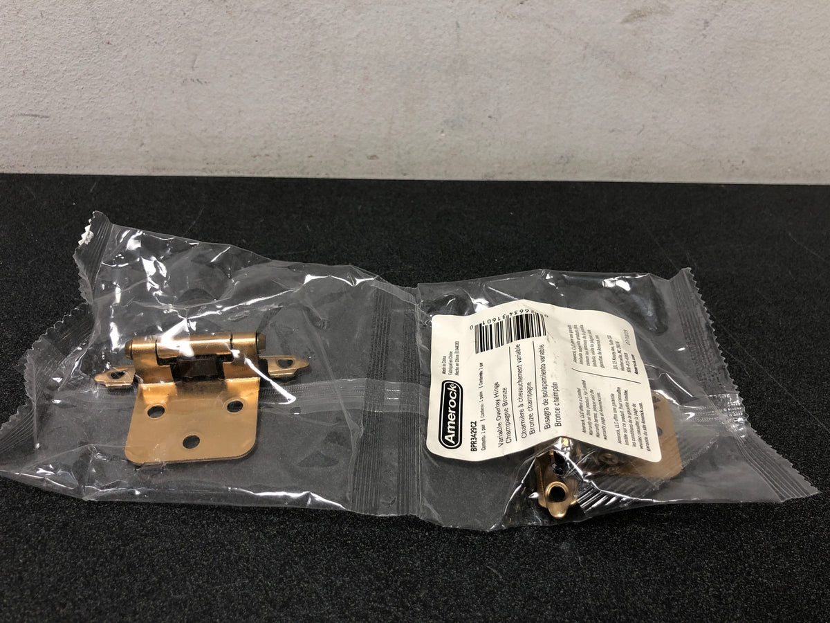 Amerock BPR3429CZ Functional Hardware Variable Overlay Surface Mount Cabinet Door Hinge with 105 Degree Opening Angle and Self Close Function - Pair - Champagne Bronze