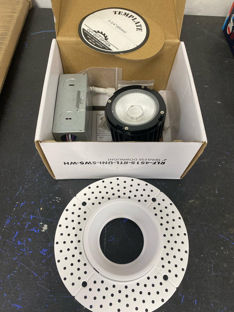 Jesco Lighting RLF-4812-3090-WH LED Canless Recessed Fixture with 4" Shower Trims - 3000K - Airtight - White