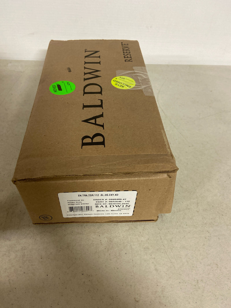 Baldwin ENTRATSR112 Traditional Single Cylinder Keyed Entry Door Knob with Square Rose - Venetian Bronze