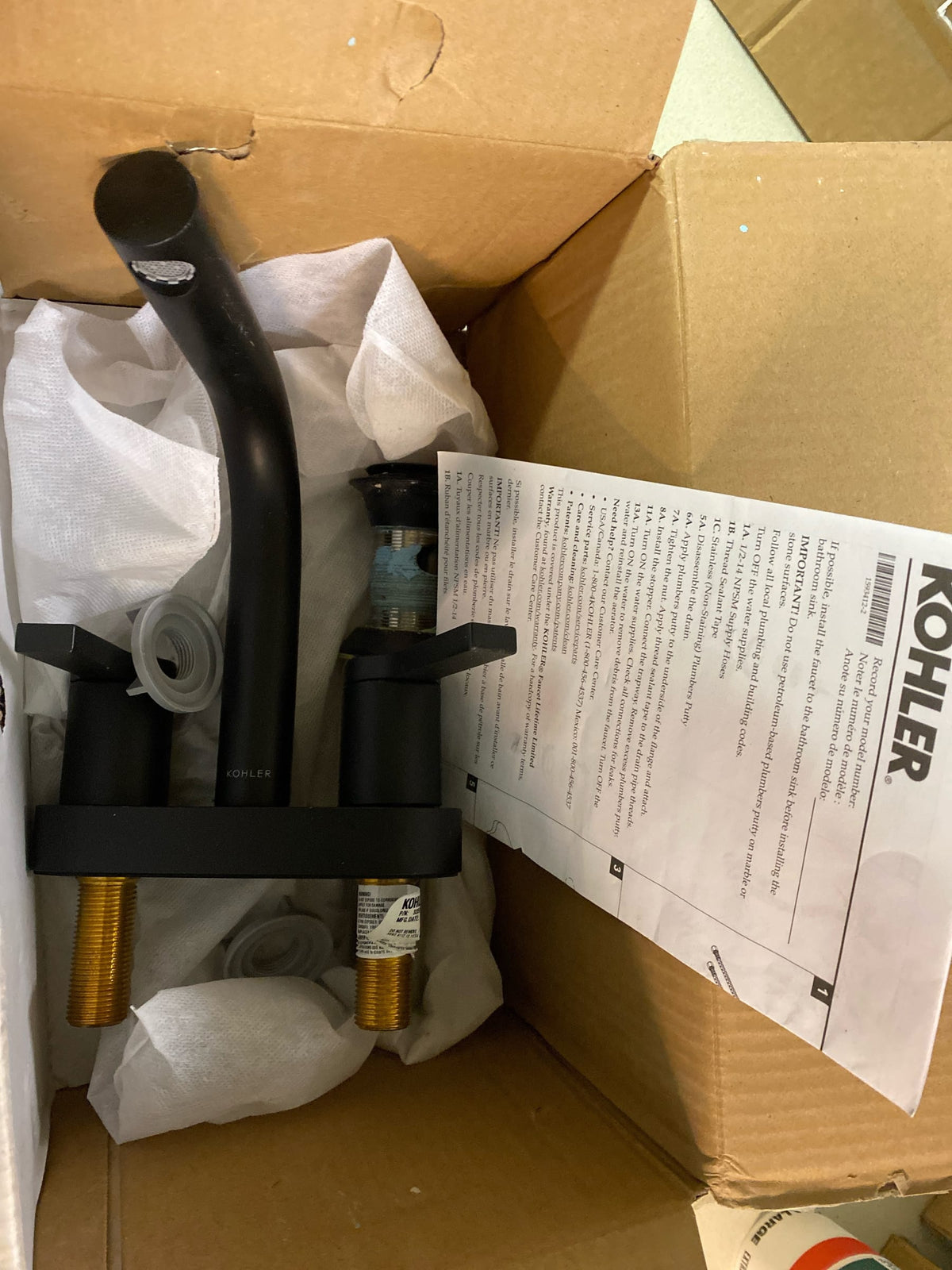 Kohler K-33591-4N-BL Elate 0.5 GPM Centerset Bathroom Faucet with Clicker Drain Assembly - Matte Black